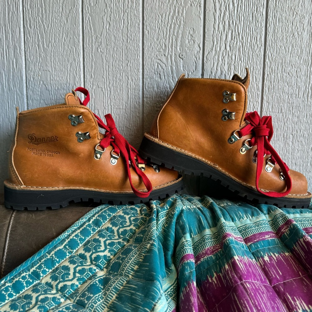 Danner Brown and Red Lace Up Boots Rugged Outdoor Style